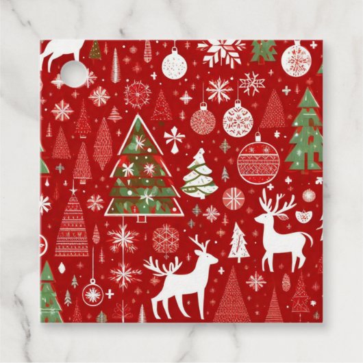 クリスマスパターン雪だるまサンタの木の灰色の装飾 フェイバータグ (正面)