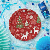 クリスマスパターン雪だるまサンタの木の灰色の装飾 ペーパープレート (パーティー)