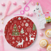 クリスマスパターン雪だるまサンタの木の灰色の装飾 ペーパープレート (パーティー)