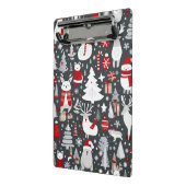 クリスマスパターン雪だるまサンタの木の灰色の装飾 ミニクリップボード (アングル2)