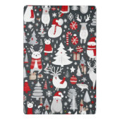 クリスマスパターン雪だるまサンタの木の灰色の装飾 ミニクリップボード (裏面)