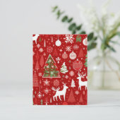 クリスマスパターン雪だるまサンタの木の灰色の装飾 出欠カード (スタンド正面)