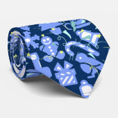 クリスマスパターン07.nbg DブルーBG ネクタイ (ロール)