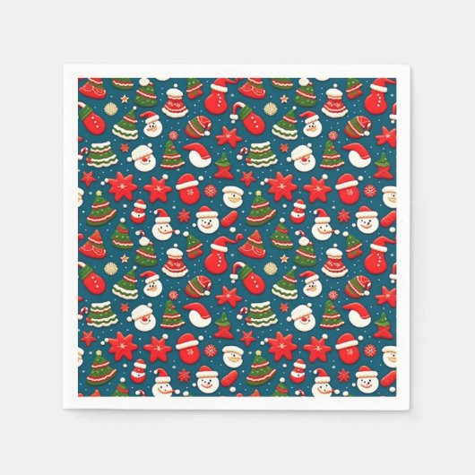クリスマスパターン4 – 紙ナプキン スタンダードカクテルナプキン (正面)