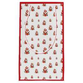 クリスマスパターン – かわいい赤いキツネのシームレスなパターン スモールペーパーバッグ