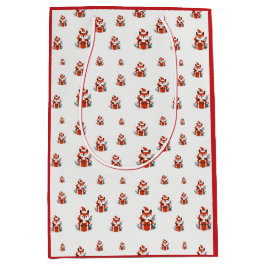 クリスマスパターン – かわいい赤いキツネのシームレスなパターン ミディアムペーパーバッグ