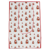 クリスマスパターン – かわいい赤いキツネのシームレスなパターン ミディアムペーパーバッグ (裏面)