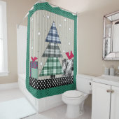 クリスマスパターン，アップリケ，新年，クリスマス シャワーカーテン (インサイチュ)