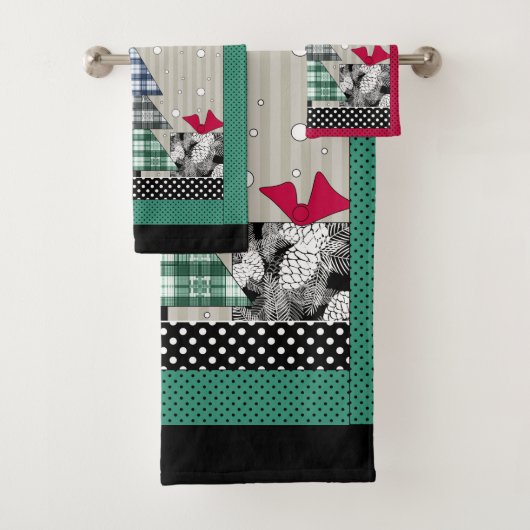 クリスマスパターン，アップリケ，新年，クリスマス バスタオルセット (インサイチュ)