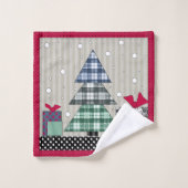 クリスマスパターン，アップリケ，新年，クリスマス バスタオルセット (ウォッシュタオル)