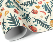 クリスマスパターン(オレンジ色のオーナメントと枝あり) ラッピングペーパー (ロールコーナー)