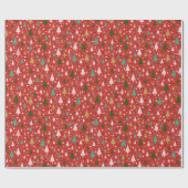 クリスマスパターン – カラフルの木の風景 ラッピングペーパー (フラット)