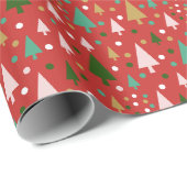 クリスマスパターン – カラフルの木の風景 ラッピングペーパー (ロールコーナー)