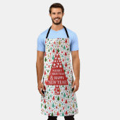 クリスマスパターン – クリスマスツリー エプロン (着用した状態)