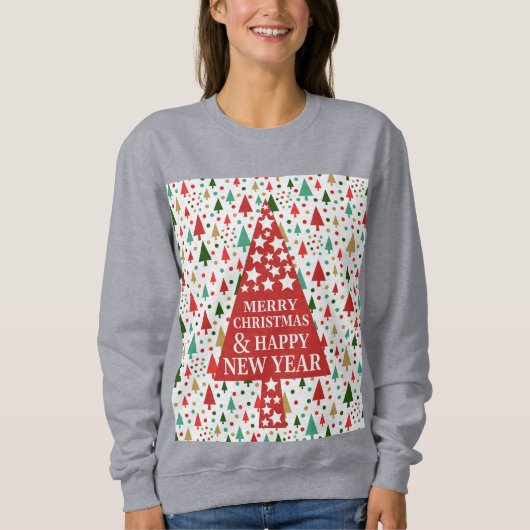 クリスマスパターン – クリスマスツリー スウェットシャツ (正面)
