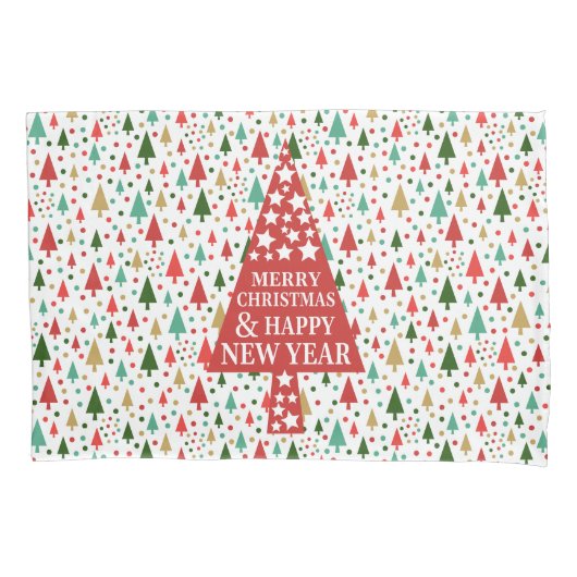 クリスマスパターン – クリスマスツリー 枕カバー (正面)