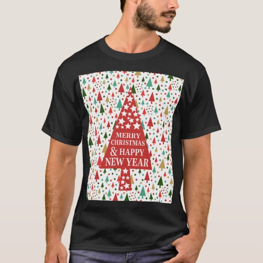 クリスマスパターン – クリスマスツリー Tシャツ (正面)