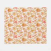 クリスマスパターン – サンタクロースツリールドルフ雪だるま フリースブランケット (正面(横))