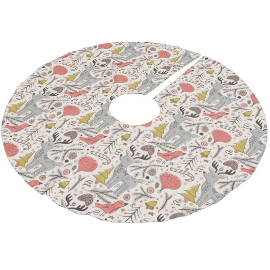 クリスマスパターン ブラッシュドポリエステルツリースカート (アングル)