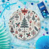 クリスマスパターン ペーパープレート (パーティー)