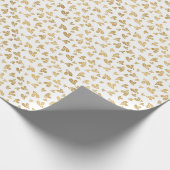 クリスマスパターン 　ホリの葉　ゴールド　ホワイト背景 ラッピングペーパー (角)