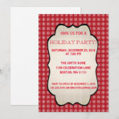 クリスマスパターン ホリデー スノーフレーク パーティー 招待状 (正面/裏面)