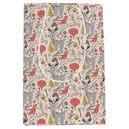 クリスマスパターン ミディアムペーパーバッグ