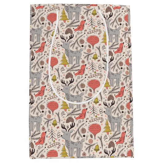 クリスマスパターン ミディアムペーパーバッグ (正面)