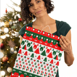 クリスマスパターン ミディアムペーパーバッグ