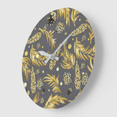 クリスマスパターン、松の雪2 ラージ壁時計 (傾斜)