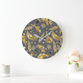 クリスマスパターン、松の雪2 ラージ壁時計 (ホーム)