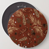 クリスマスパターン、松の雪8 缶バッジ (正面&裏面)