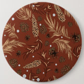 クリスマスパターン、松の雪8 缶バッジ (正面)