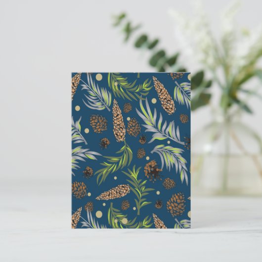 クリスマスパターン 松の雪9 シーズンポストカード (スタンド正面)