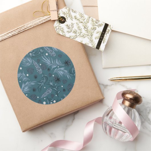 クリスマスパターン、松雪12 ラウンドシール (ギフト)