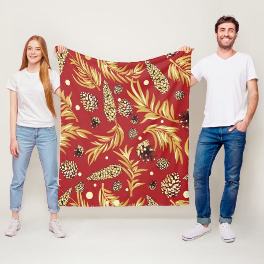 クリスマスパターン、松雪3 フリースブランケット (インサイチュ)