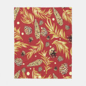 クリスマスパターン、松雪3 フリースブランケット (正面)