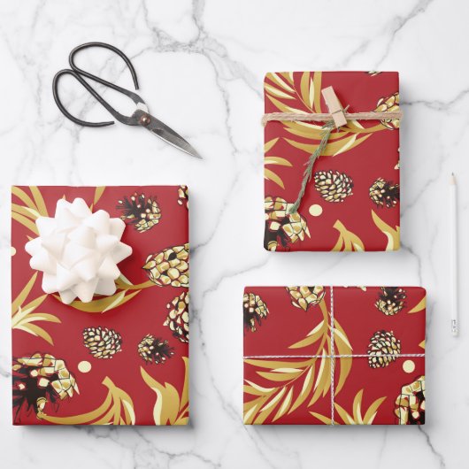 クリスマスパターン、松雪3 ラッピングペーパーシート (正面)