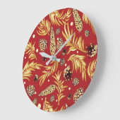 クリスマスパターン、松雪3 ラージ壁時計 (傾斜)