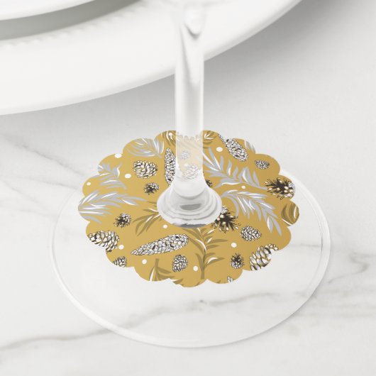 クリスマスパターン、松雪6 ワイングラスタグ (クローズアップ)