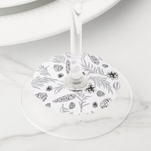 クリスマスパターン、松雪7 ワイングラスタグ (クローズアップ)