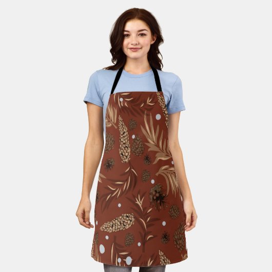 クリスマスパターン、松雪8 エプロン (着用した状態)