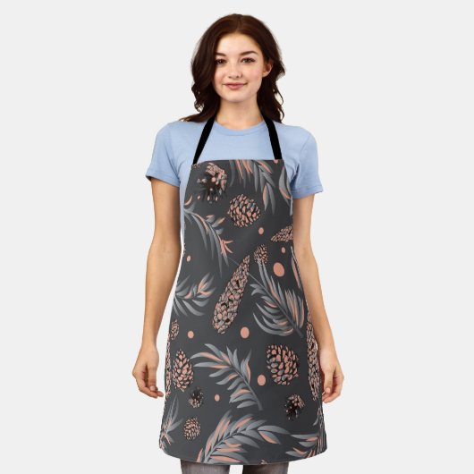 クリスマスパターン、松雪 エプロン (着用した状態)