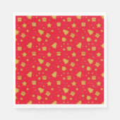 クリスマスパターン(金ゴールドと赤) スタンダードランチョンナプキン (正面)