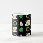 クリスマスパターン – 黒い背景 コーヒーマグカップ (中央)