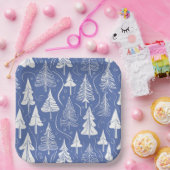 クリスマスパターン#6 ID1009 （青） ペーパープレート (パーティー)