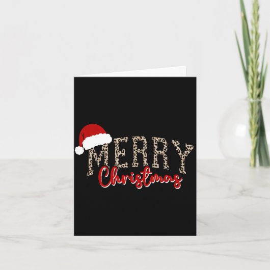 クリスマスパターンXmasレパードファミリーかわいいW カード (正面)