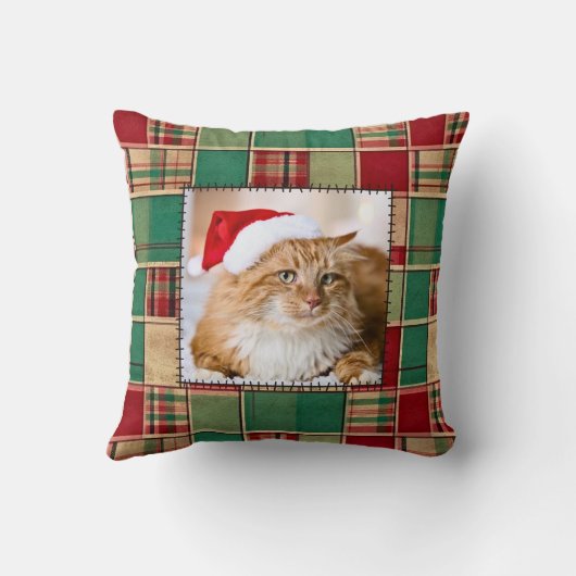 クリスマスパッチワークキルトペットファミリーカスタムの写真 クッション (裏面)