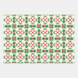 クリスマスパッチワークキルトラッピング紙シートセット ラッピングペーパーシート