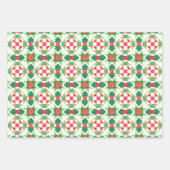 クリスマスパッチワークキルトラッピング紙セット ラッピングペーパーシート (正面)